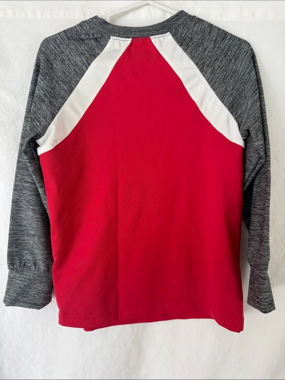 Kids Athletic Long Sleeve Tee - Red, Gray & White